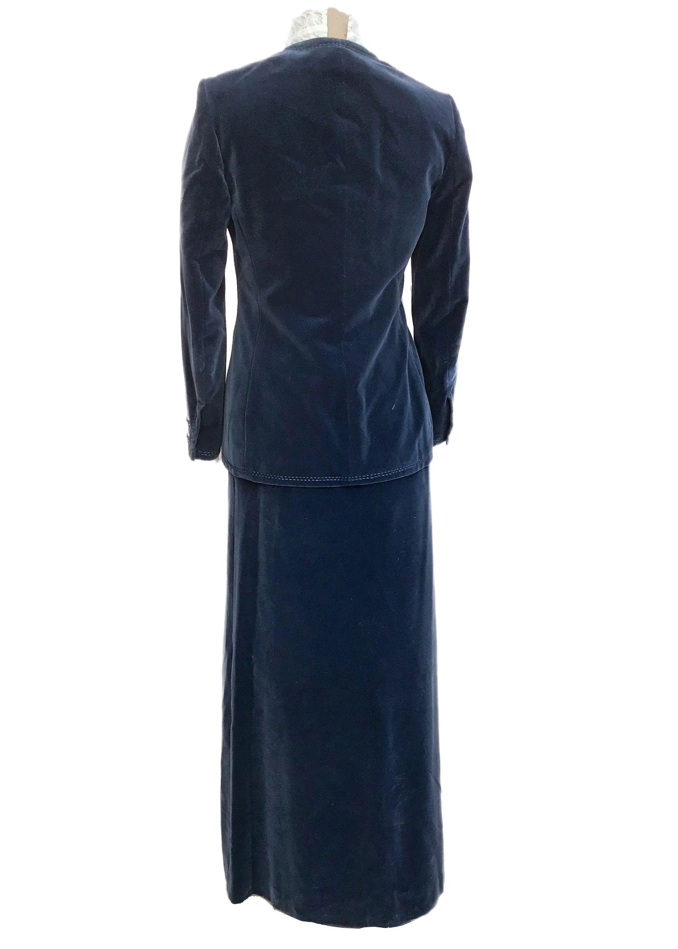 1960s Vintage Blue Velvet Maxi Skirt Suit • Strelitz