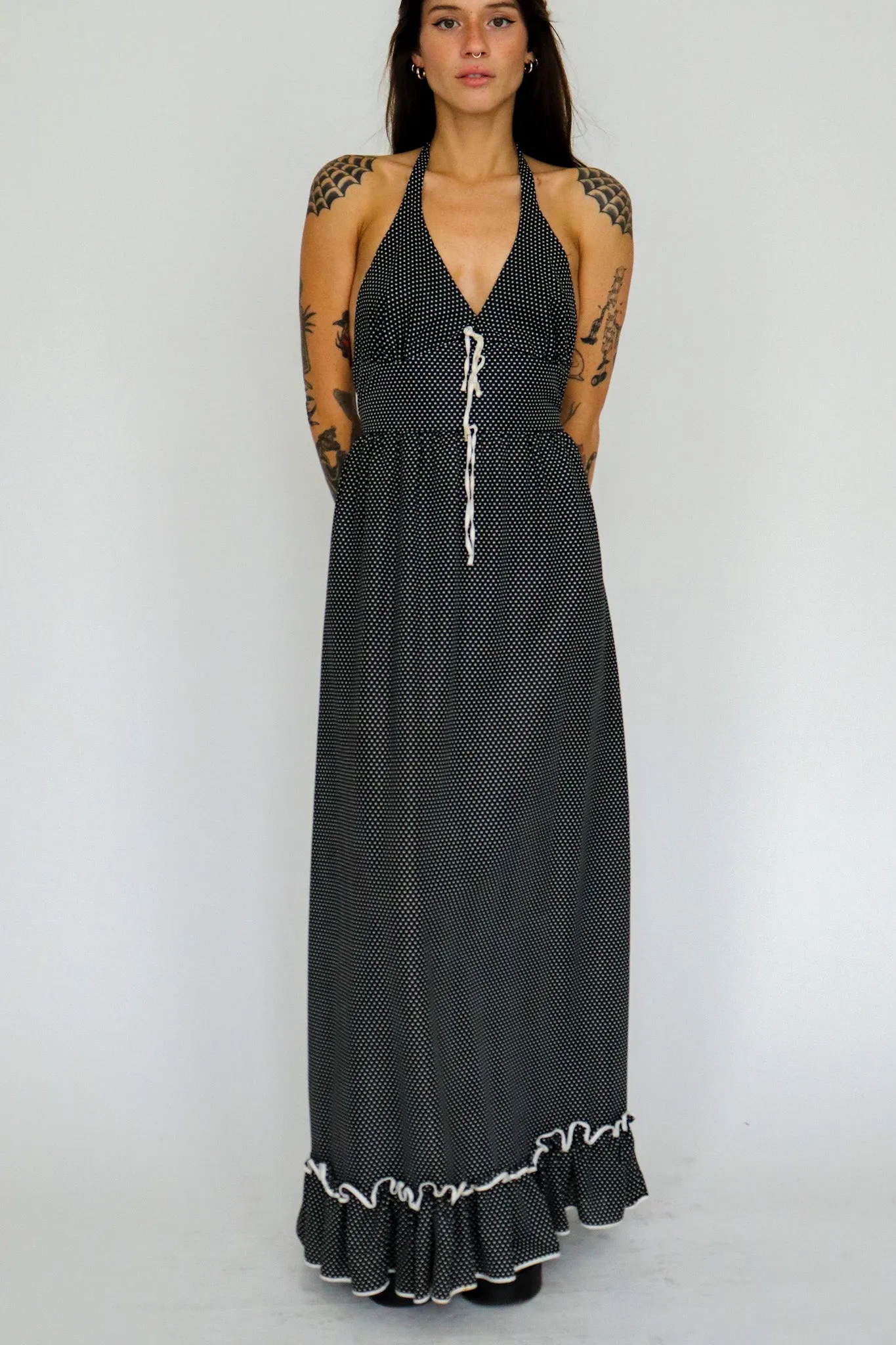 1970s Halter Maxi Dress