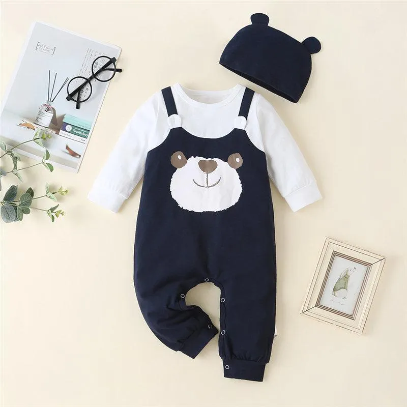 2-piece Panda Pattern Jumpsuit & Hat for Baby