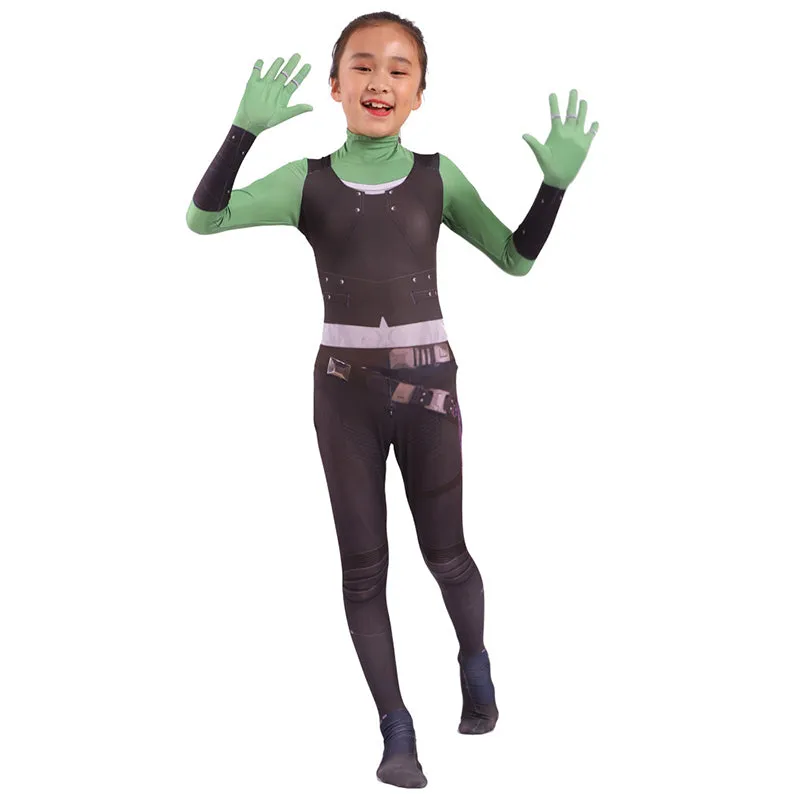 Adult Kids Gamora Jumpsuit Guardians Of The Galaxy Hero Halloween Cosplay Costume Bodysuit