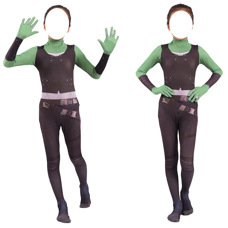 Adult Kids Gamora Jumpsuit Guardians Of The Galaxy Hero Halloween Cosplay Costume Bodysuit