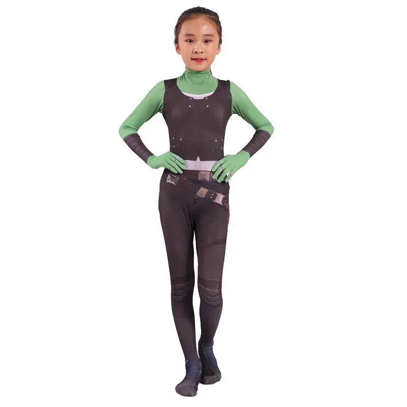 Adult Kids Gamora Jumpsuit Guardians Of The Galaxy Hero Halloween Cosplay Costume Bodysuit