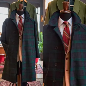 Aidase Men Formal Overcoat Wool Jacket Two Button Plaid Blazer Notched Lapel Tuxedos Coat