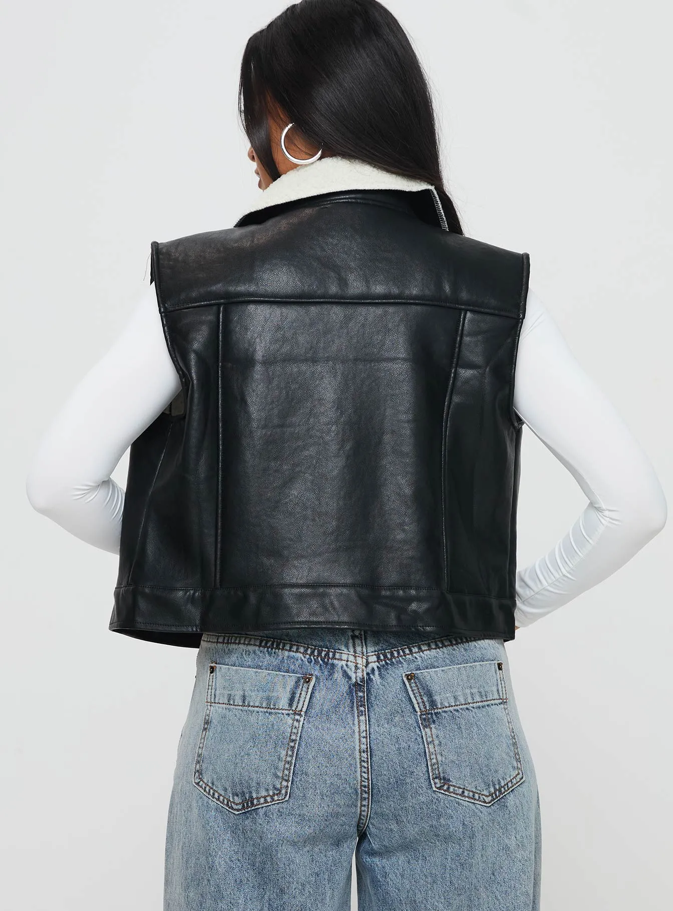 Aldari Faux Leather Vest Black