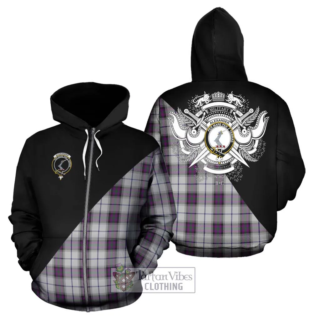 Alexander of Menstry Dress Tartan Hoodie with Family Crest and Military Logo Style