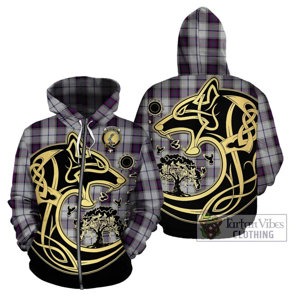 Alexander of Menstry Dress Tartan Hoodie with Family Crest Celtic Wolf Style