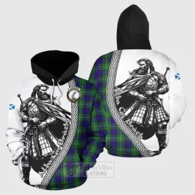 Alexander Tartan Clan Crest Hoodie with Highlander Warrior Celtic Style