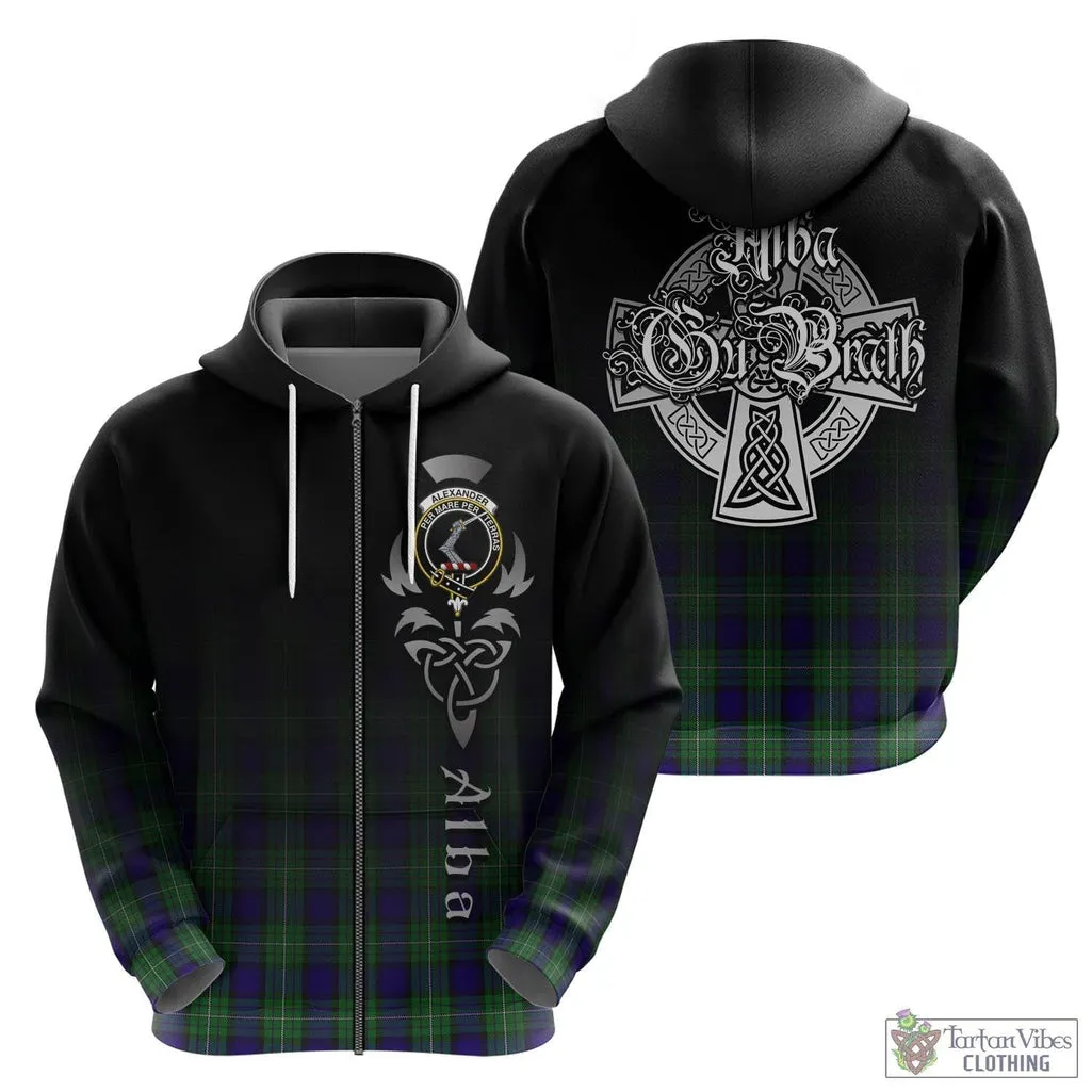 Alexander Tartan Hoodie Featuring Alba Gu Brath Family Crest Celtic Inspired