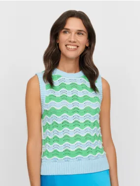 & Isla Chloe Wave Stripe Vest In Seafoam Multi IS4T-100