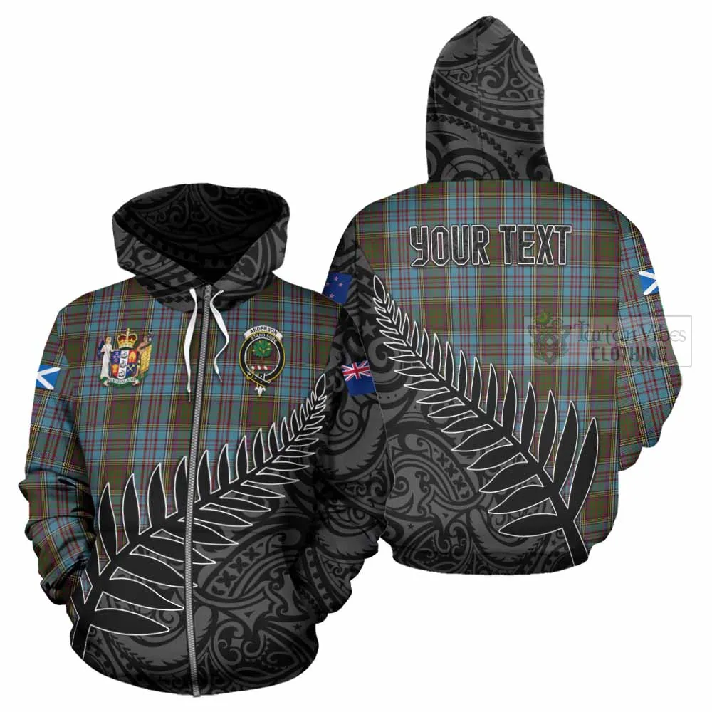 Anderson Crest Tartan Hoodie with New Zealand Silver Fern Half Style