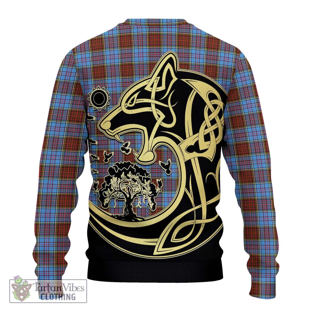 Anderson Modern Tartan Ugly Sweater with Family Crest Celtic Wolf Style