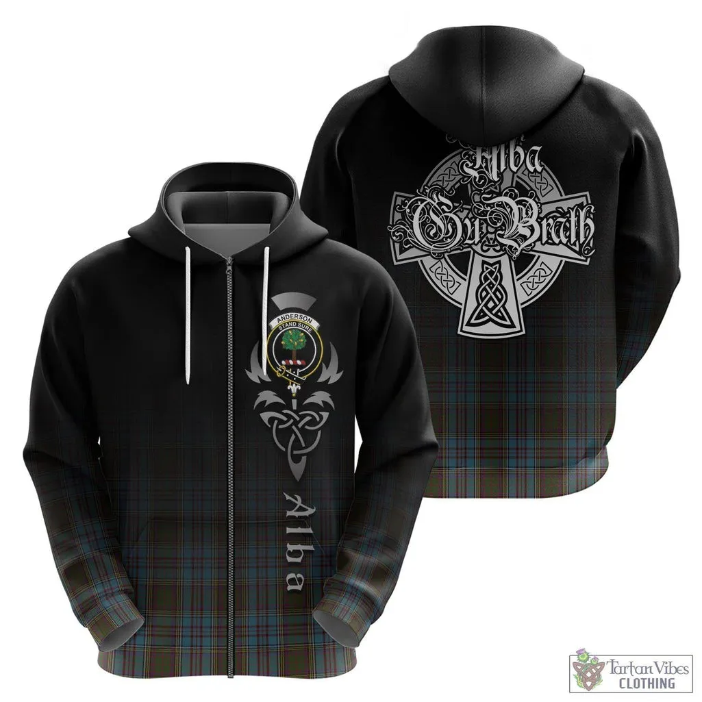 Anderson Tartan Hoodie Featuring Alba Gu Brath Family Crest Celtic Inspired