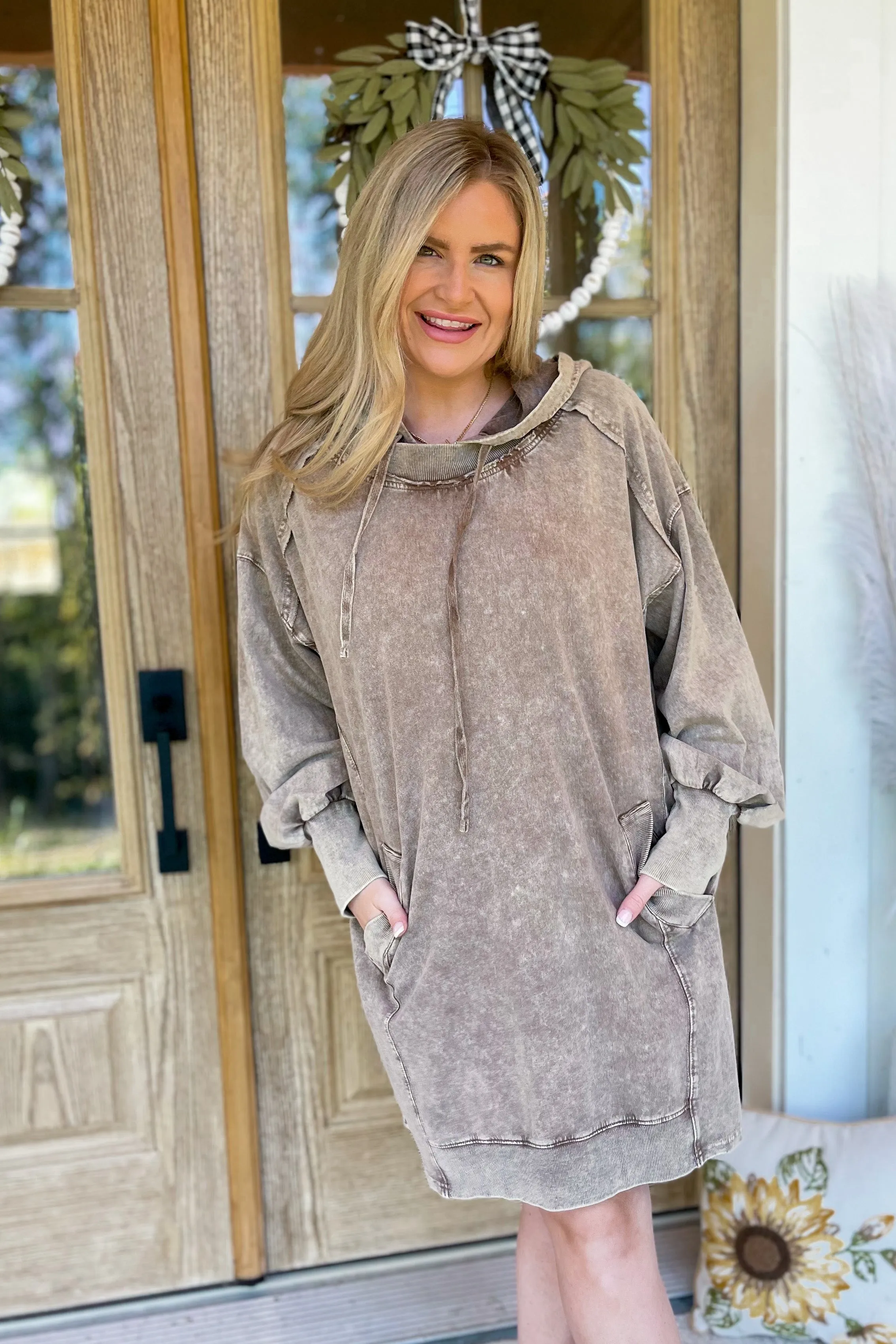 Arlo Oversized Mineral Washed Hoodie Pullover Dress *FINAL SALE*