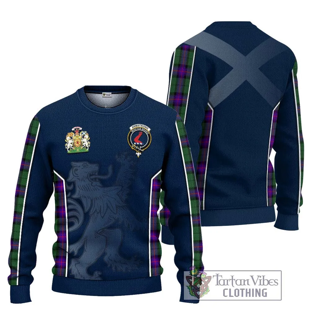 Armstrong Modern Tartan Ugly Sweater with Family Crest and Lion Rampant Vibes Sport Style