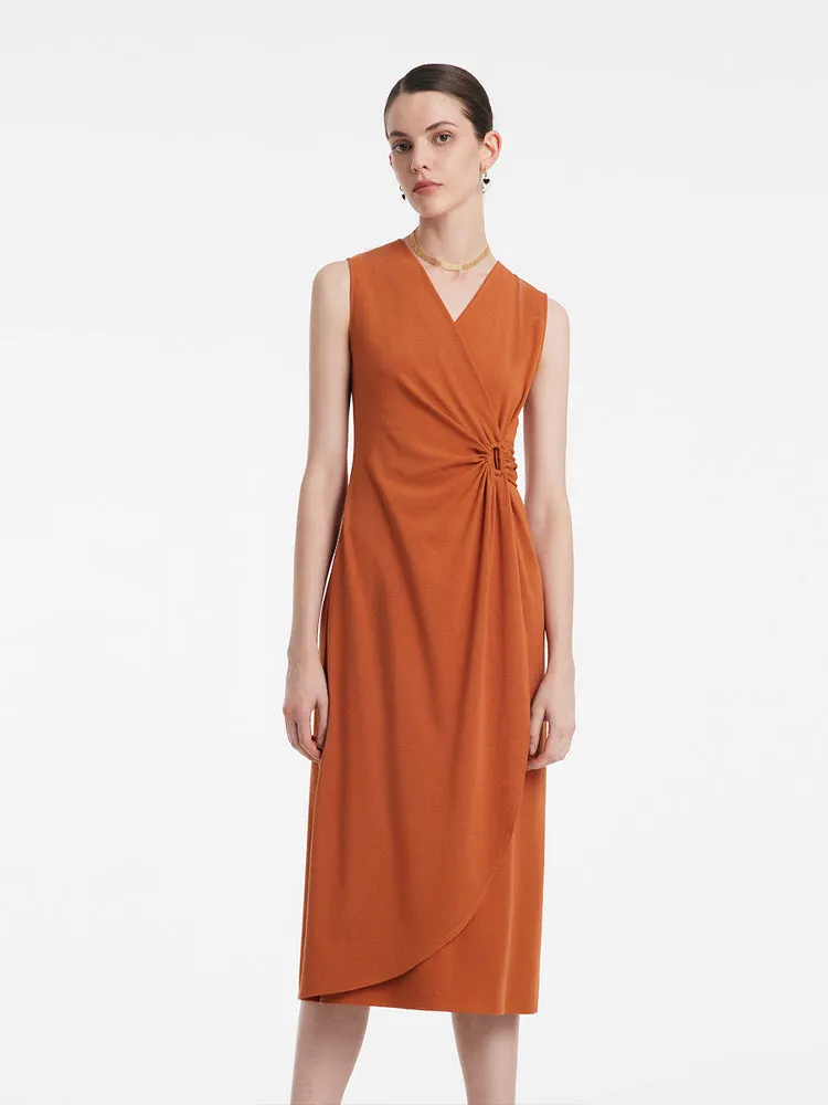 Asymmetrical Ruched Gathered Waist Vest Dress