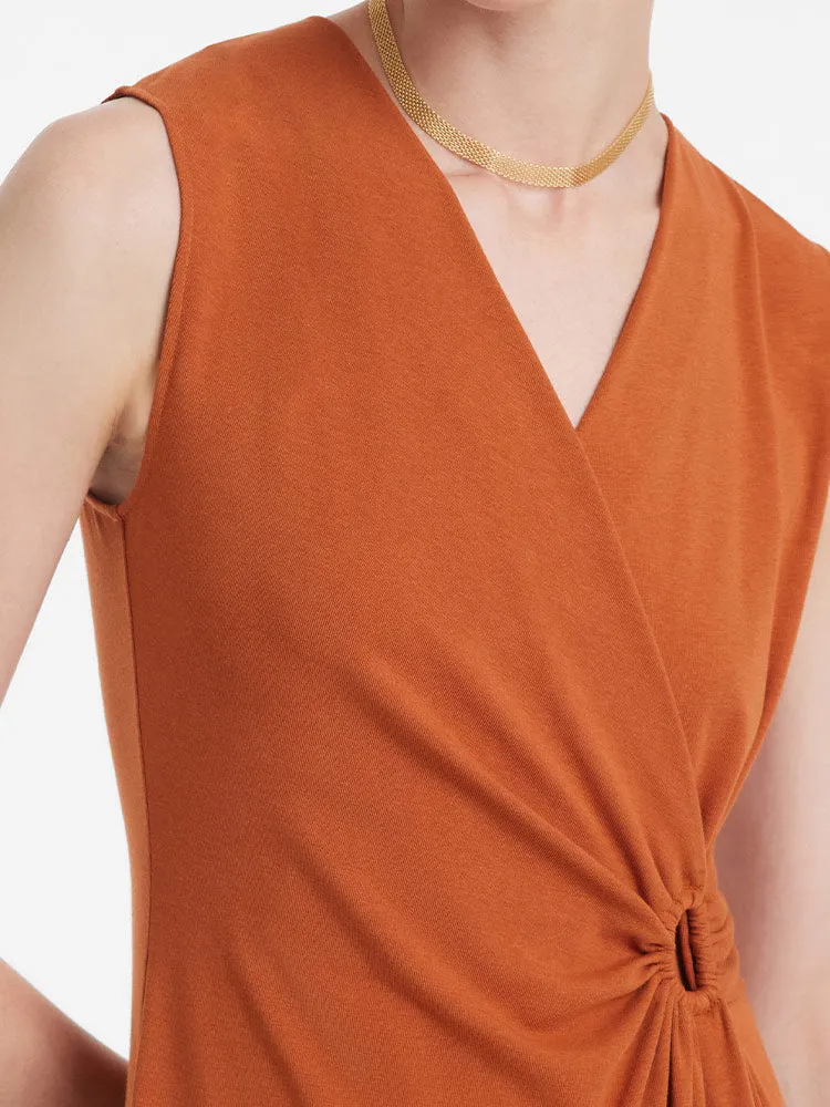 Asymmetrical Ruched Gathered Waist Vest Dress