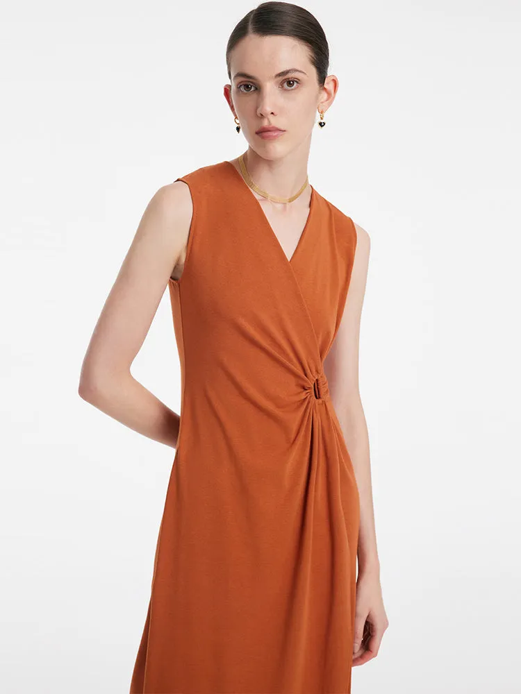 Asymmetrical Ruched Gathered Waist Vest Dress