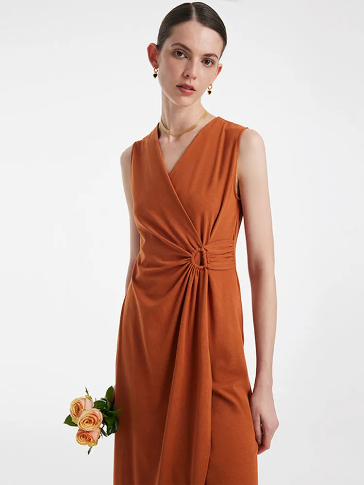 Asymmetrical Ruched Gathered Waist Vest Dress