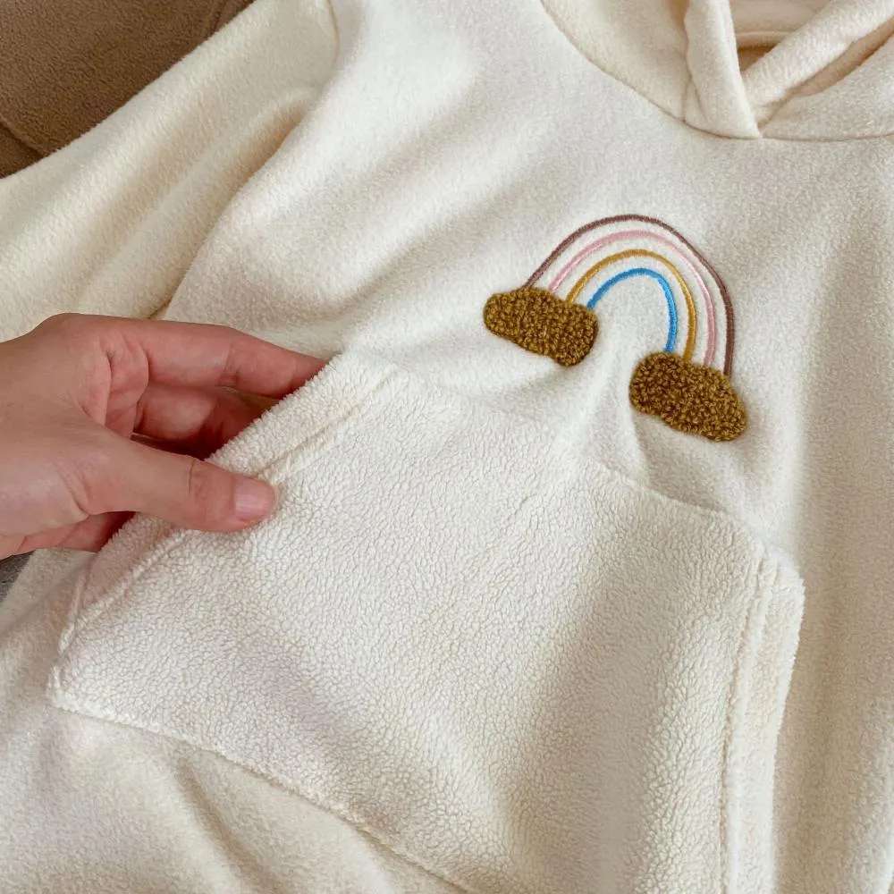 Autumn and Winter Baby Rainbow Embroidered Plush Long-sleeved Romper Wholesale Baby Clothes