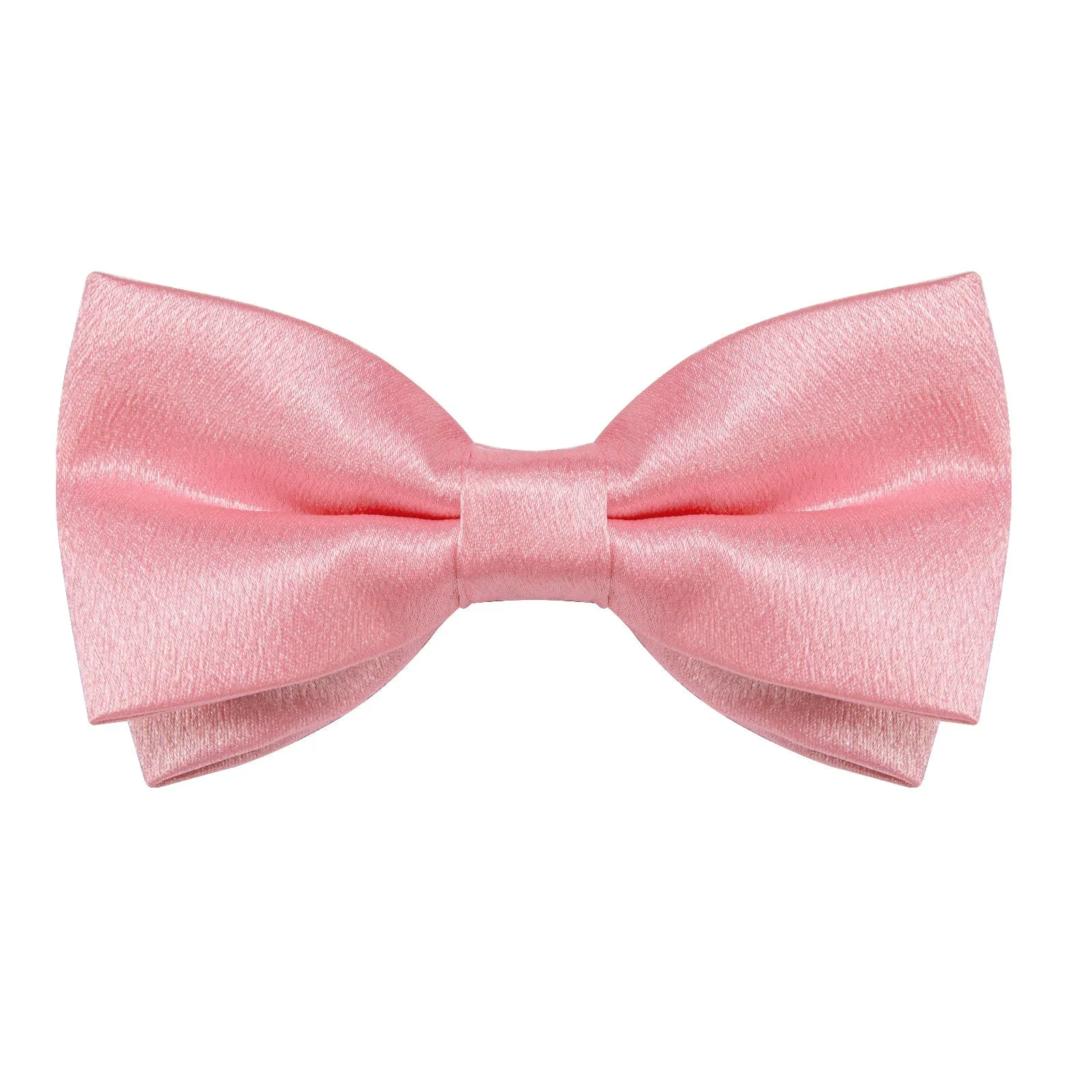 Baby Pink Solid Shining Silk Men Vest Necktie Bow Tie Handkerchief Cufflinks Set