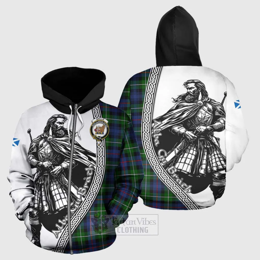 Baillie (Bailey) Tartan Clan Crest Hoodie with Highlander Warrior Celtic Style