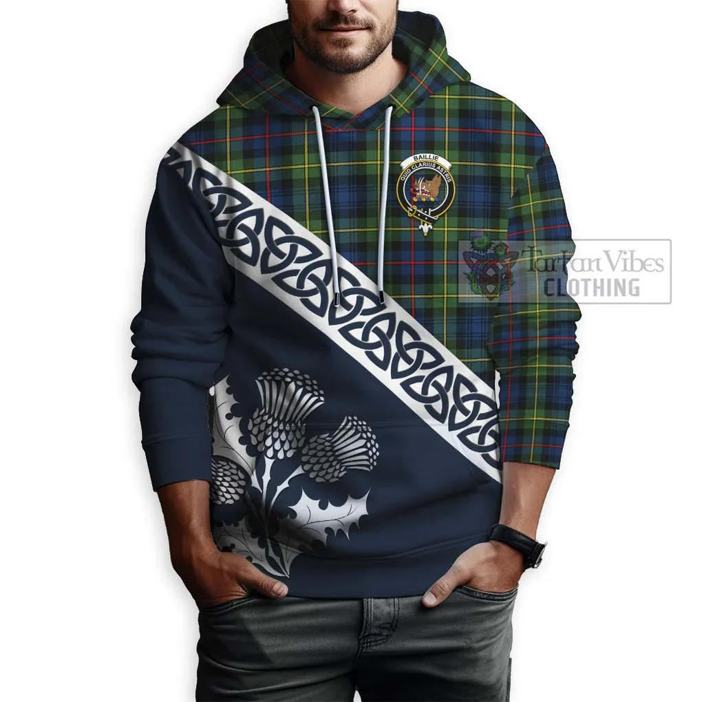 Baillie (Bailey) Tartan Hoodie Featuring Thistle and Scotland Map