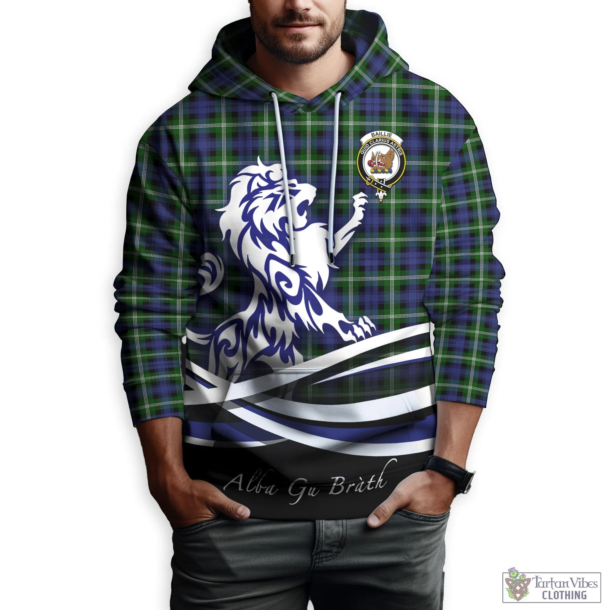 Baillie (Bailey) Tartan Hoodie with Alba Gu Brath Regal Lion Emblem