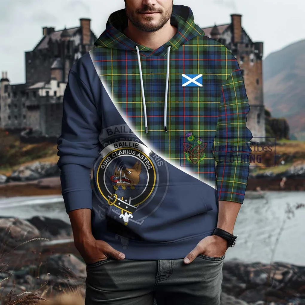 Baillie (Bailey) Tartan Hoodie with Personalised National Flag and Family Crest Half Style