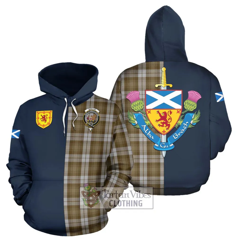 Baillie Dress Tartan Hoodie Alba with Scottish Lion Royal Arm Half Style