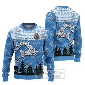 Bannatyne Clan Christmas Ugly Sweater with Tartan and Celtic Reindeer Style