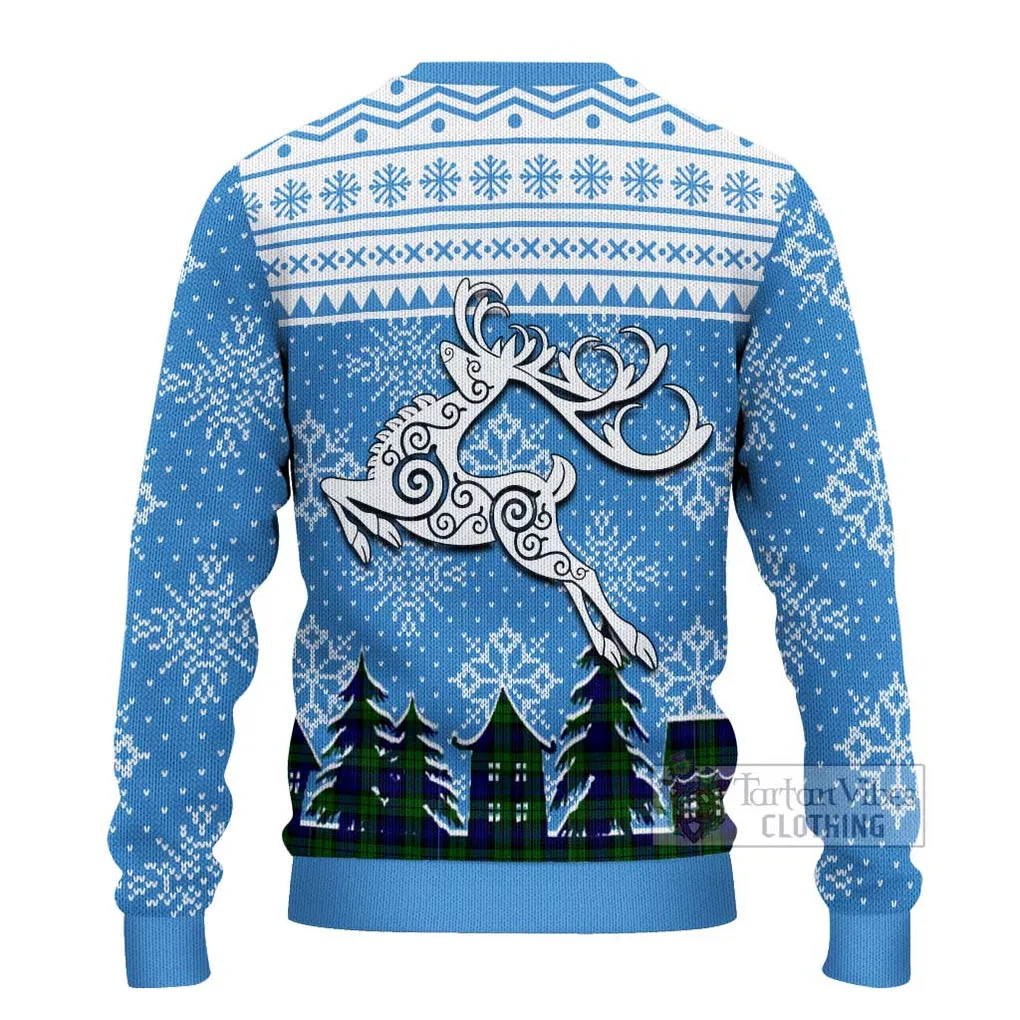 Bannatyne Clan Christmas Ugly Sweater with Tartan and Celtic Reindeer Style