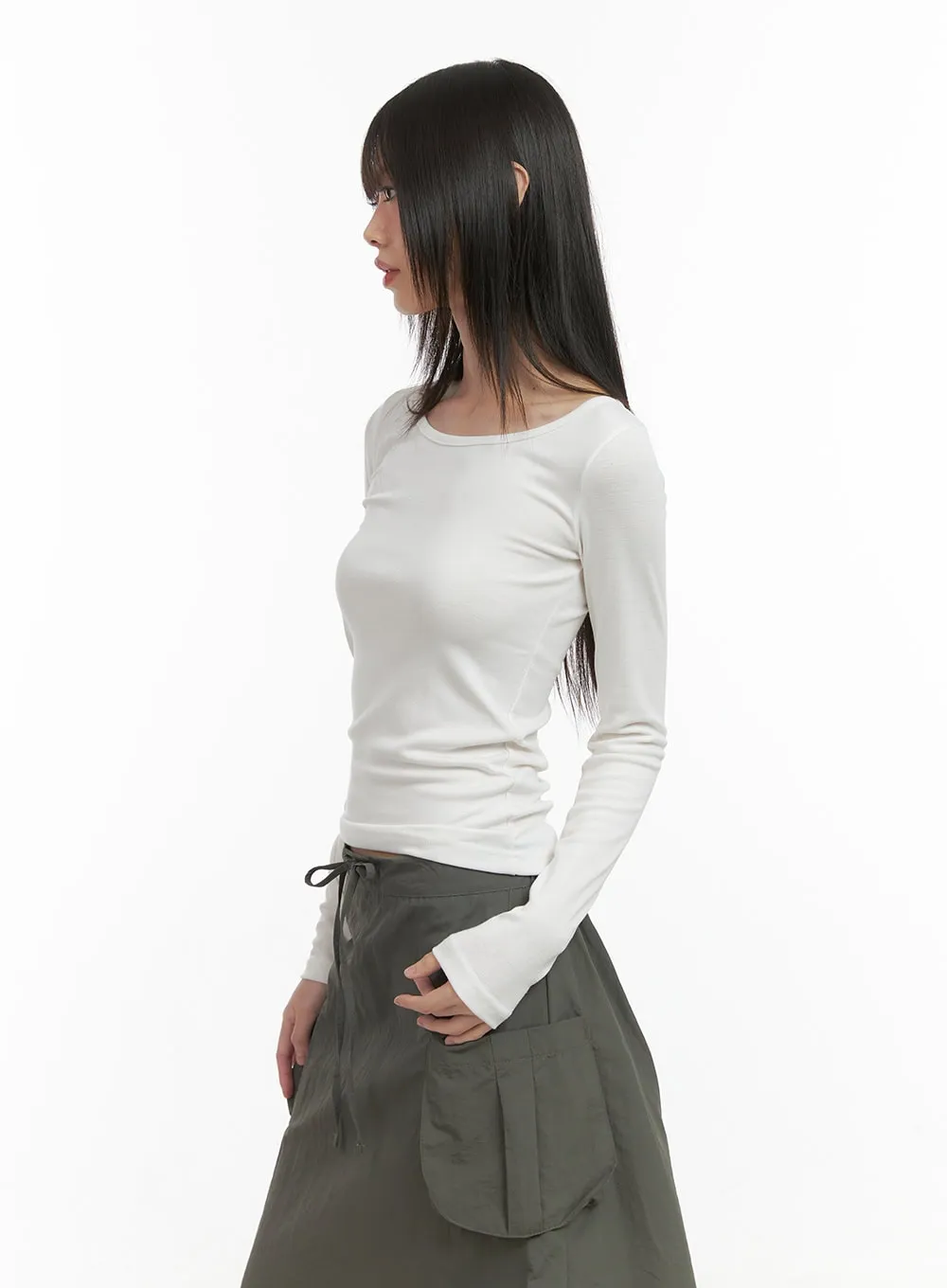 Basic U-Neck Long Sleeve Top CO410