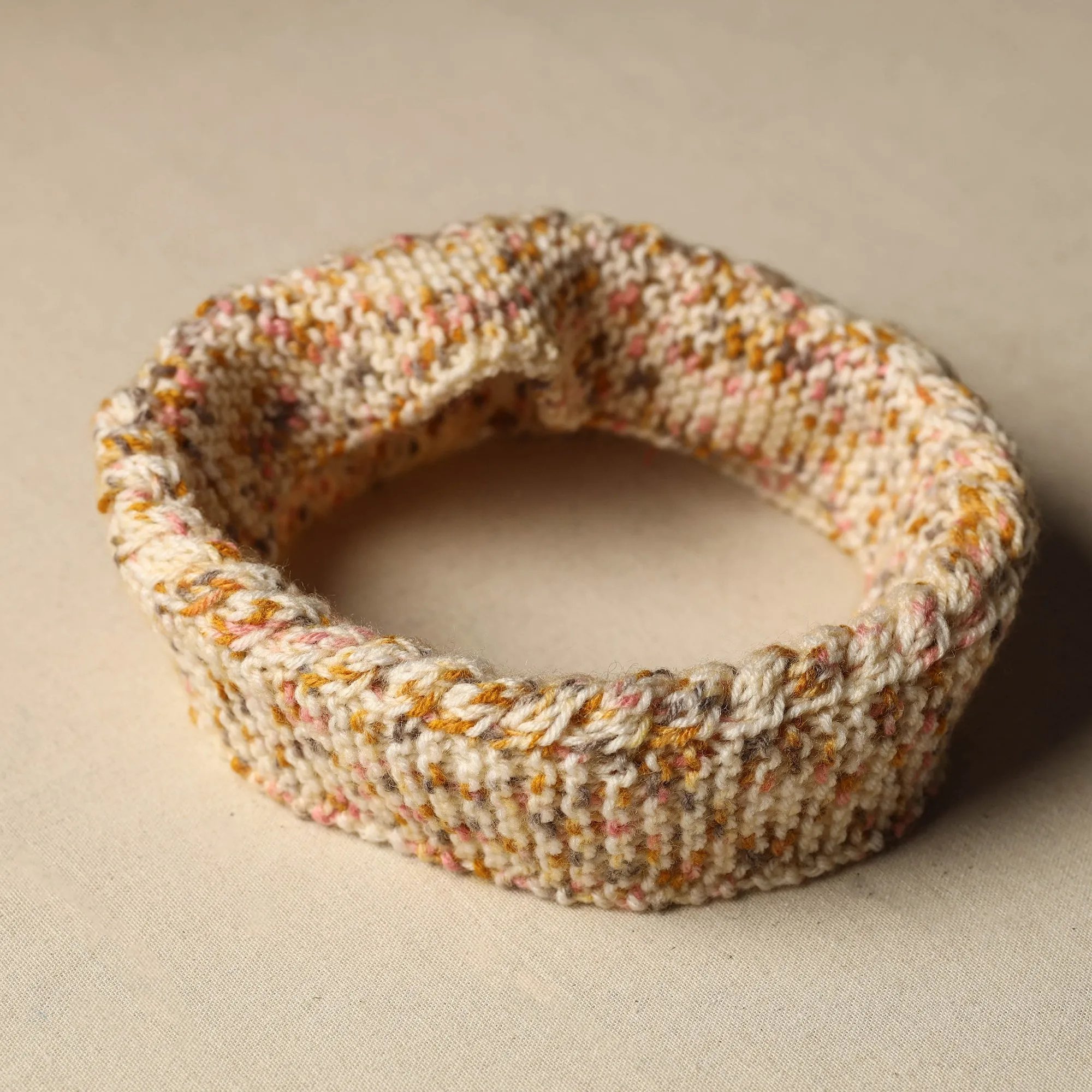 Beige - Kumaun Hand Knitted Woolen Warm Headband 21