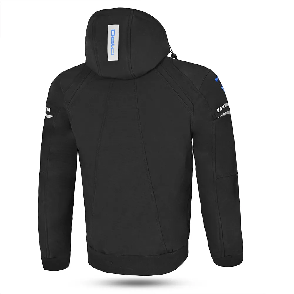 BELA Breeze Softshell Motorcycle Touring Hoodie Black Blue