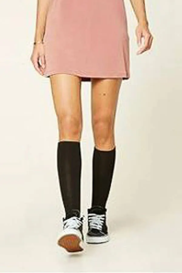 Below The Knee Chic All Black Socks