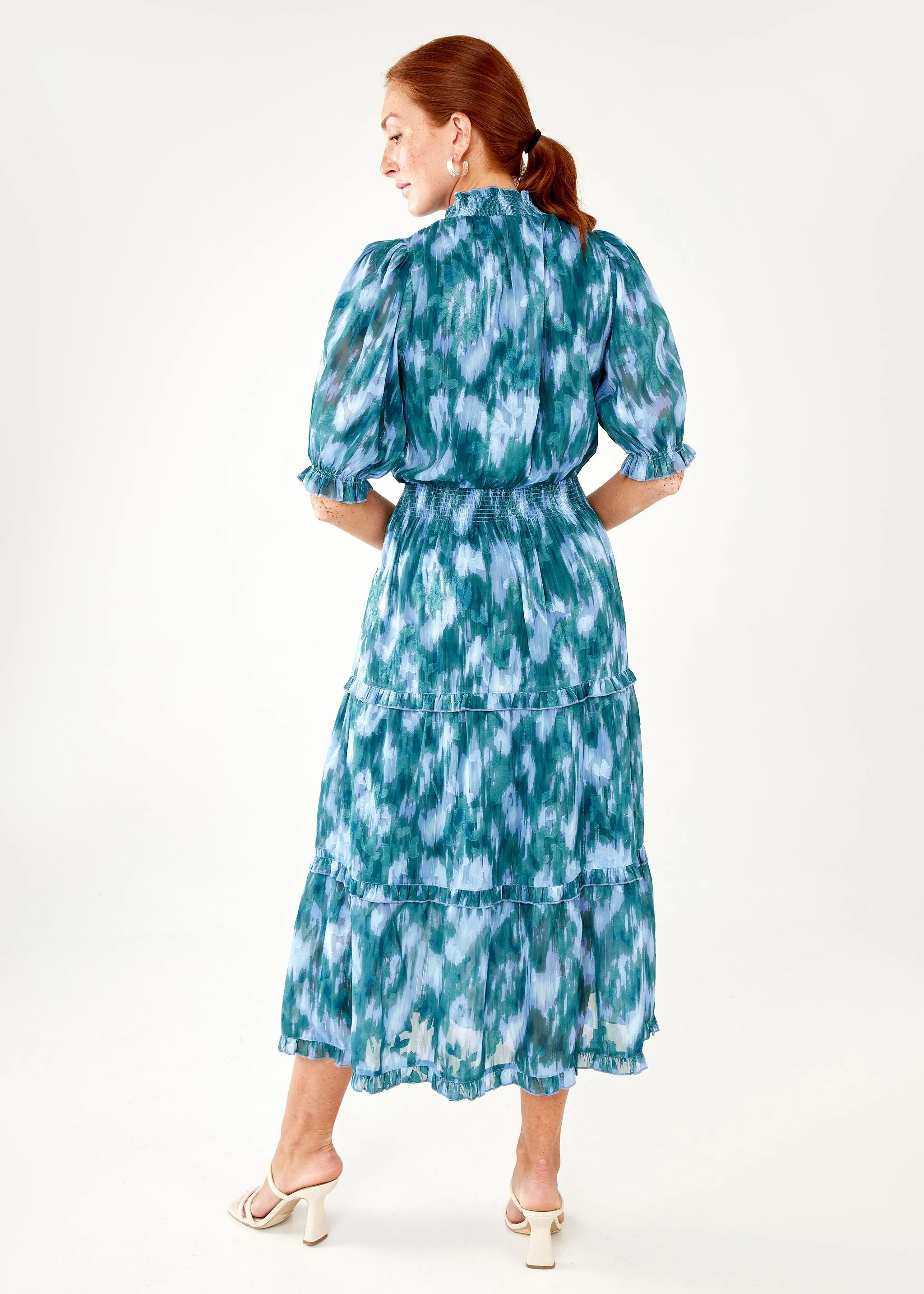 Bennett Gown Teal Ikat Chiffon