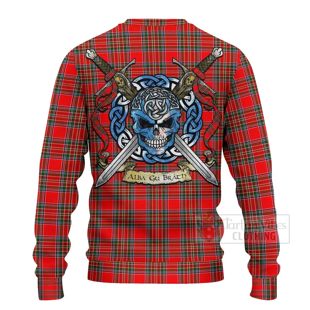 Binning Tartan Ugly Sweater with Family Crest Celtic Skull Style