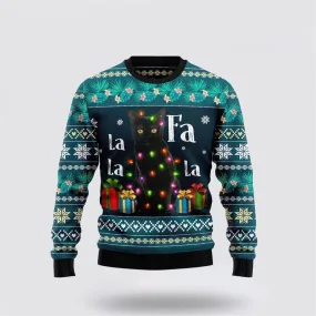 Black Cat Falalala Ugly Christmas Sweater For Men And Women, Best Gift For Christmas, Christmas Fashion Winter