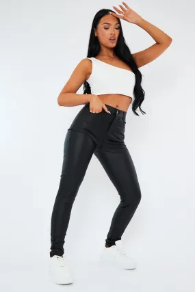 Black PU Leather Leggings - Linzi