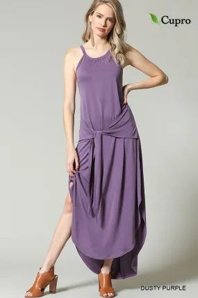 Blu Heaven Dusty Purple Tie Front Halter Maxi Dress