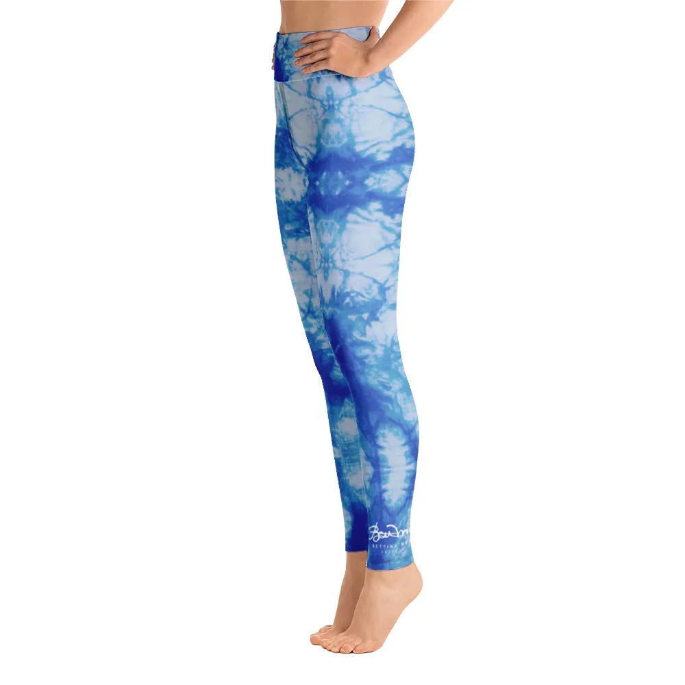 Blue Tie Dye Yoga Leggings