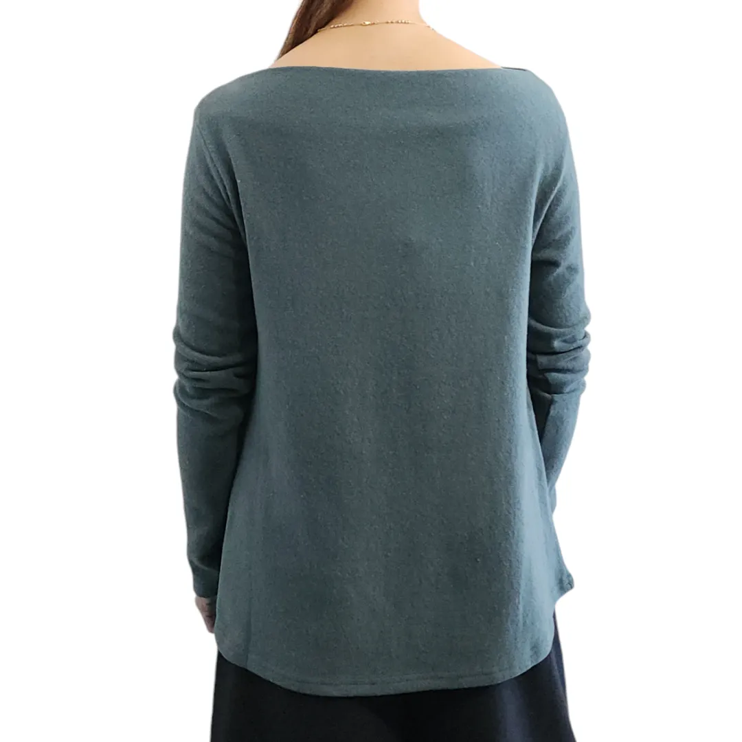 Boat Neck Sweater Wide Agave Green