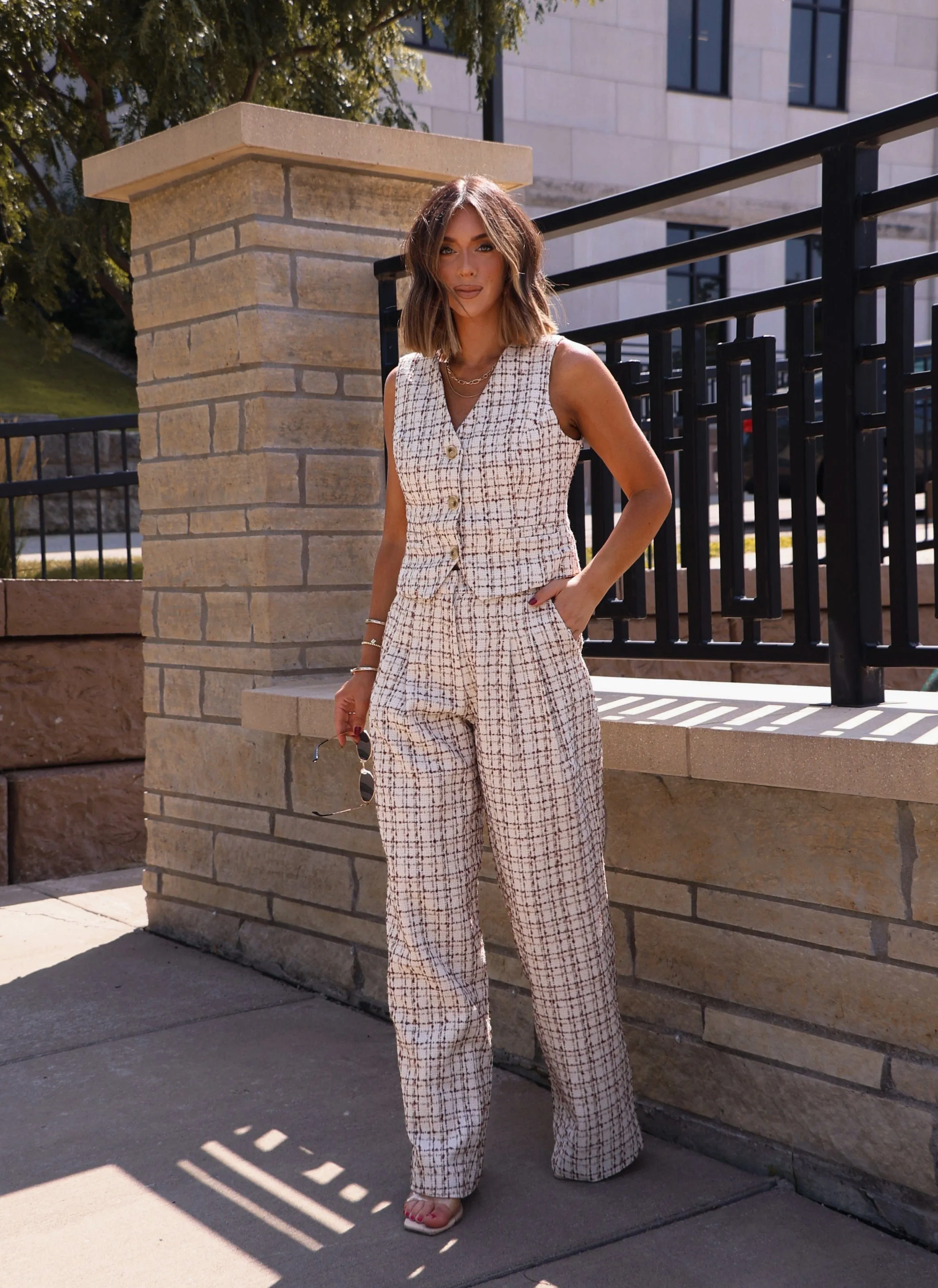 Boucle Plaid Vest