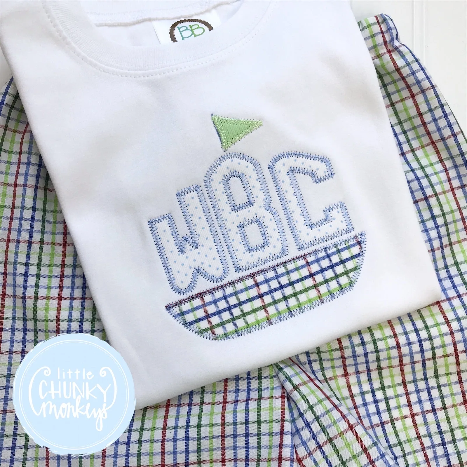 Boy Shirt - Monogram Boat Applique