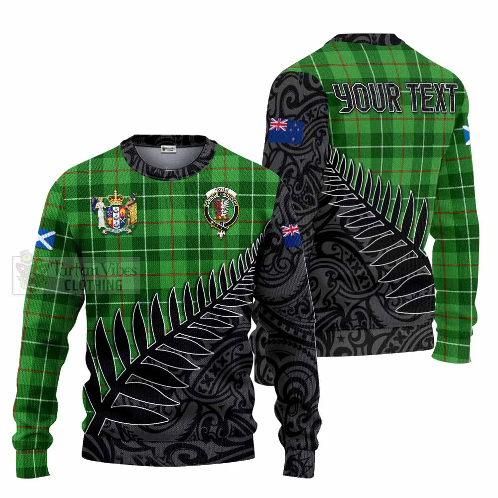 Boyle Crest Tartan Knitted Sweater with New Zealand Silver Fern Half Style