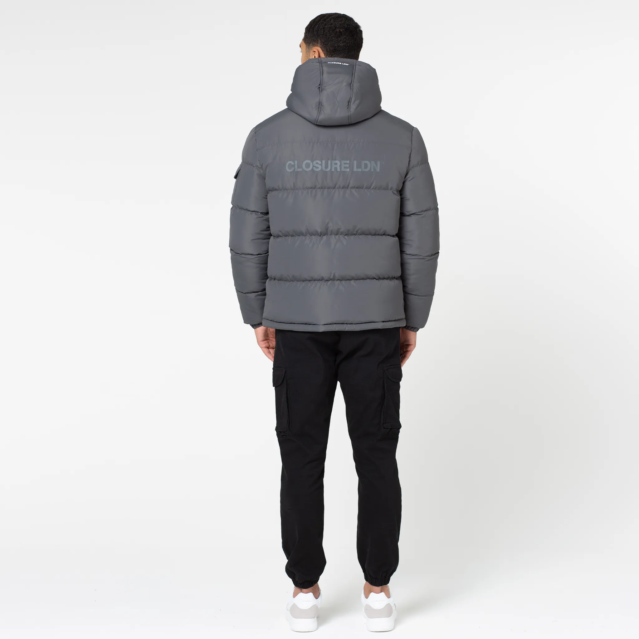 Branded LDN Pocket Puffer Jacket | Charcoal