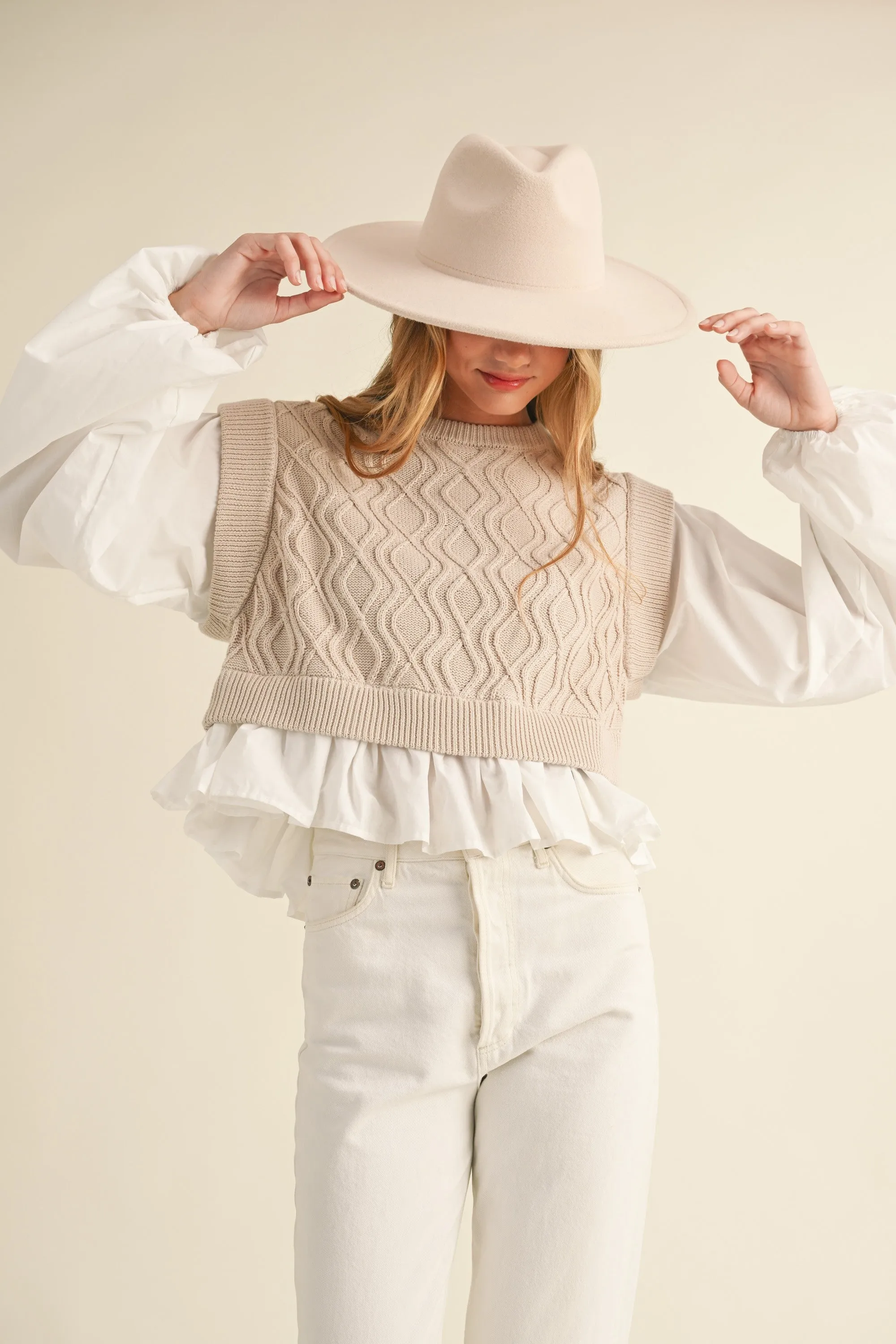 Braxton Sweater Blouse - Taupe