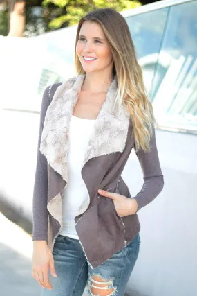 Brown Faux Fur Cardigan