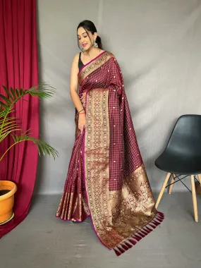 Brown Saree in Soft Silk for women