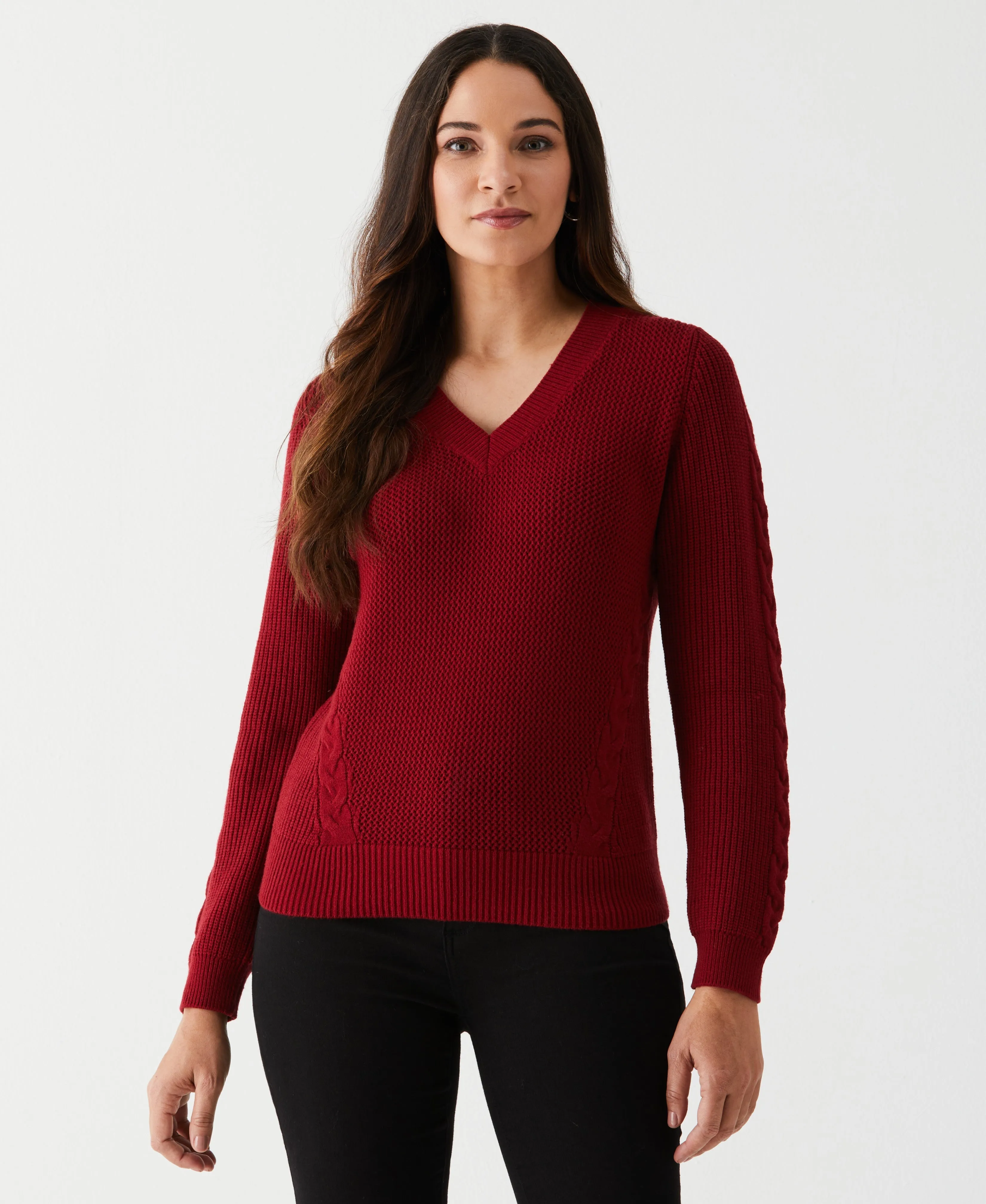 Cable Knit V-Neck Sweater